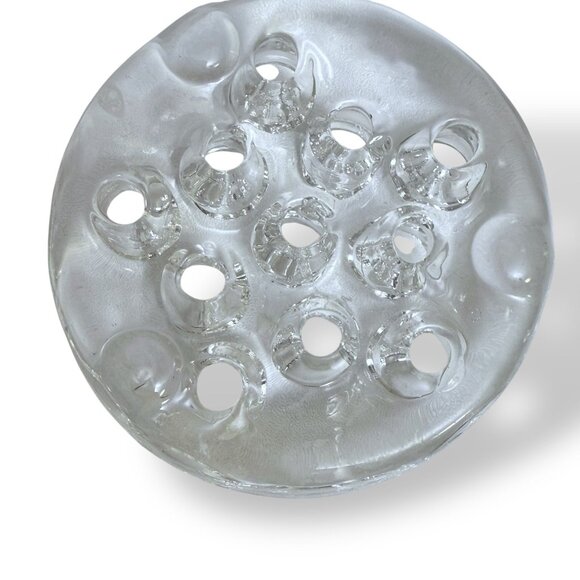 Vintage Glass Floral Frog Clear 3" for Flower Arranging 11 Hole Sections - Picture 5 of 5